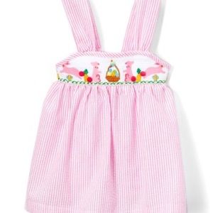 3-6m smocked Easter seersucker dress